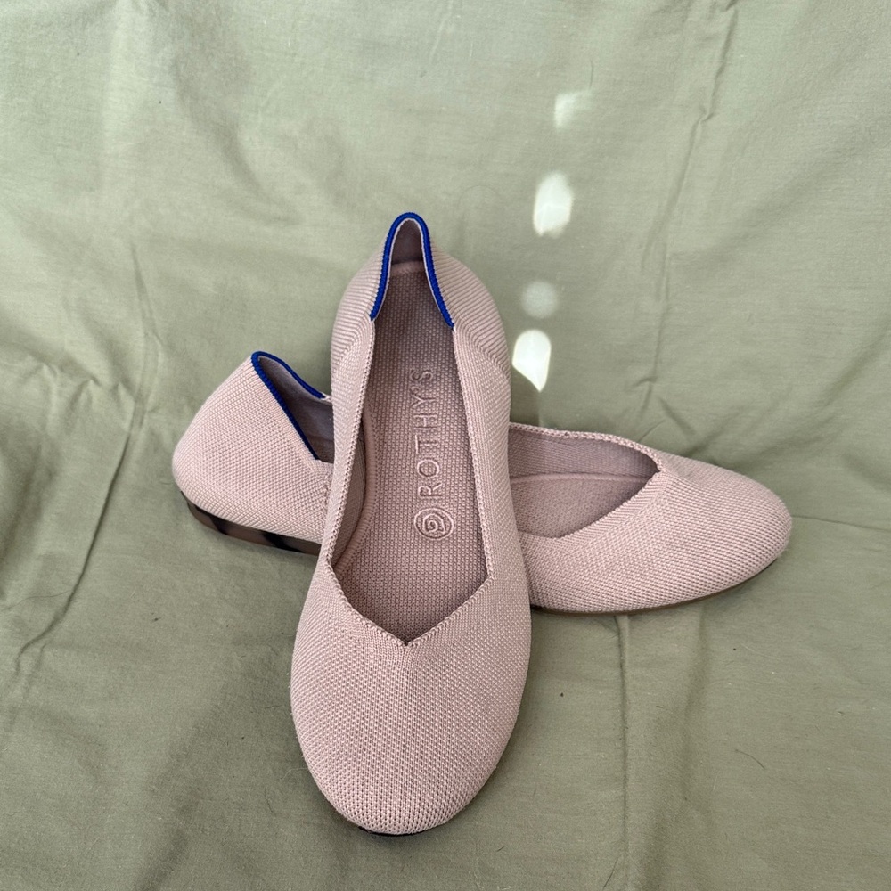 Rothy's cream Ballet Flats with Blue Trim